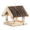 Vogelhaus Birke Mit Reisigdach, FSC®-Holz, Naturfarben, Ca. 25 X 26 X 26 Cm