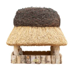 Kölle Vogelhaus „Pellworm“ Mit Reetdach, Eckig, Birke Natur, 45 Cm Hoch