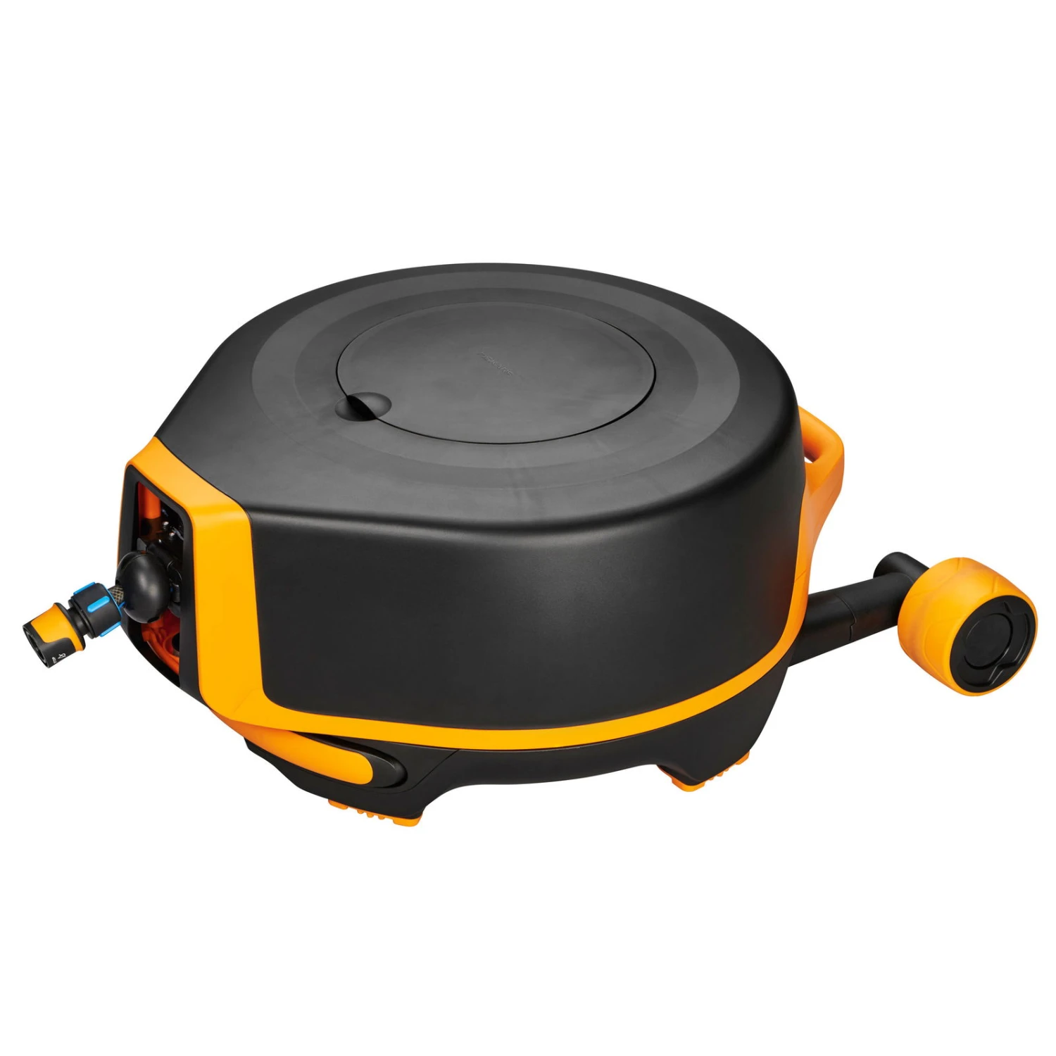 Fiskars Schlauchwagen Waterwheel Automatik XL, Für ½'-5/8", Schlauchdüse, Rasenspieß, Schwarz-orange – Bild 3