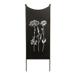 Stele 'Wildblumen', Schwarz-matt, Höhe Ca. 120 Cm